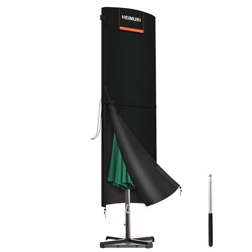 HEIMUNI Housse Parasol Droit Ø 2-4m Grande Housse de Parasol Deporte en Tissu Oxford 420D Imperméable Bache Parasol de Jardin Exterieur, Housse de Protection...