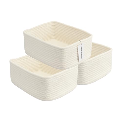 XUANGUO Small Woven Storage Baskets 13“X9”X5“ Decorative Rope Bins for