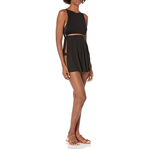 Bikini Lab Women's Cutout Dress Swimsuit Cover Up Swimwear, Black//Sleek and Sustainable, Small Cover
