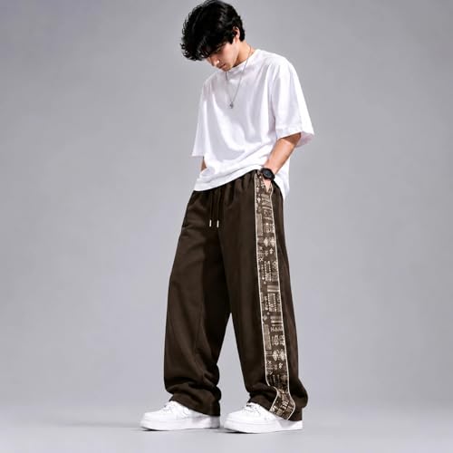 Image of Men Baggy Printed Track Pant | Loose Fit Casual Lower for Men | Everyday Wear