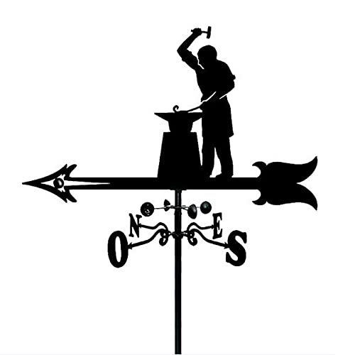 ZAANU Veleta de Viento Veleta con Silueta de Herrero Patio Veleta de Hierro Forjado Indicador de dirección del Viento Veleta Resistente al Hierro Forjado Decoración de jardín Herramienta
