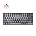 Keychron K2 Teclado mecânico Bluetooth com layout 75% com interruptor vermelho Gateron G Pro, retroiluminado com LED branco, antirfantasma/rolagem de tecla N-/teclado compacto de 84