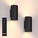 Ledvion – 2X USB Rechargeable Wall Lights with Remote Control, Wireless, Black, Dimmable, Warm White, 4400 mAh Battery, Up Down Light, Modern, Round, Indoor & Outdoor
