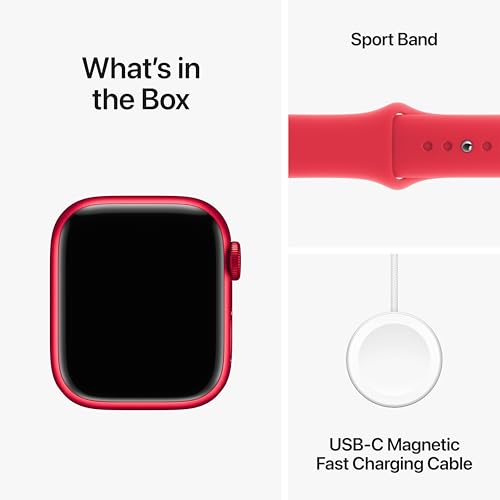 Image of Apple Watch Series 9 [GPS + Cellular 41mm] Smartwatch with (Product) RED Aluminum Case with (Product) RED Sport Band M /L. Fitness Tracker, Blood Oxygen & ECG Apps, Always-On Retina Display