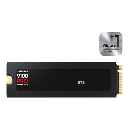 Image of Samsung SSD 9100 PRO with Heatsink 8TB, PCIe 5.0x4 M.2 2280, Seq. Read Speeds Up to 14,800 /13,400 MB /s, Best for AI Computing, Gaming, and Heavy Duty Workstations (MZ VAP8T0CW)