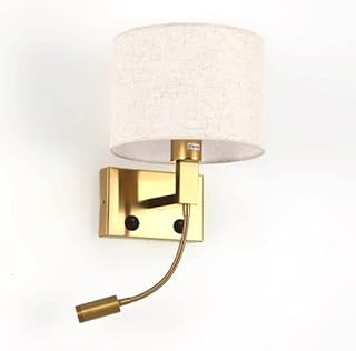 SANBDDLYY Lámpara de pared for hotel, minimalista, americano, nueva tela, lámpara de noche for hotel, estancia en casa, dormitorio, estudio, red, lámpara de pared roja (Color : Gold/Beige)