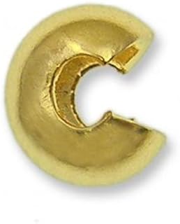 Golden Brass 4mm Round Crimp Covers for Professional Jewellery Making (Pack of 100+)