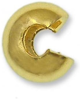 Golden Brass 4mm Round Crimp Covers for Professional Jewellery Making (Pack of 100+)