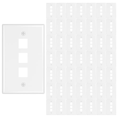 Image of iwillink 3-Port Keystone Wall Plate 50-Pack, Ethernet Wall Plate