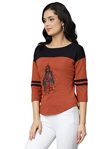 Image of OM SAI LATEST CREATION Women's New 3D Printed Lycra 3 /4 Sleeve Regular Fit Office wear,Casual wear Western Top