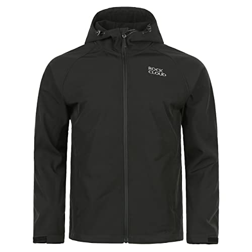 ROCK CLOUD Hiking Jacket Softshell (L, Hooded Black)