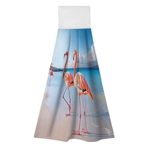 Toallas de cocina de flamenco súper absorbentes y de secado rápido para colgar 2