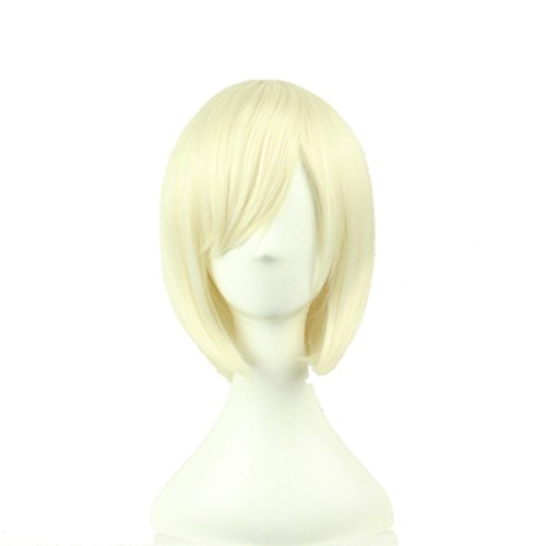 Women's 32cm Short Straight Anime Cosplay Costume Party Hair Wig(Beige)