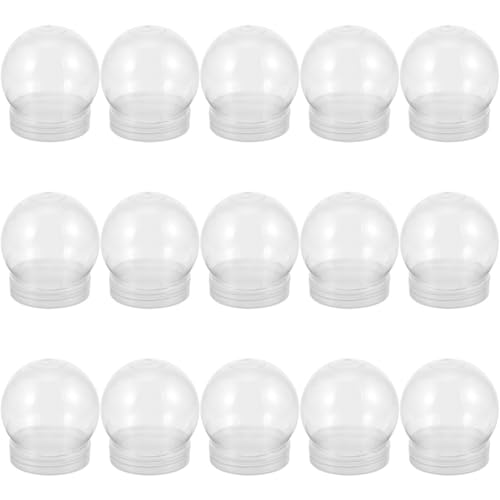 15 Pcs DIY Snow Globe Kit Empty Clear Snow Globe Bulk with Screw Off Cap, 2.7 Inch / 69 mm Plastic Water Globe for Home Decor Plant Display DIY Craft Supplies