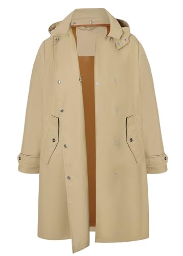 Cromoncent Boys Girls Long Raincoat, Hooded Windbreaker Jacket Waterproof Windproof2