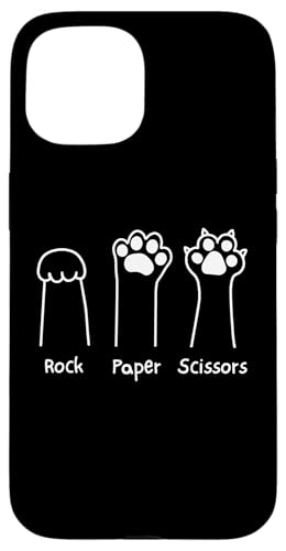 Hand Game Rock Paper Scissors Cute Paw Funny Cat Men Women Carcasa para iPhone 15