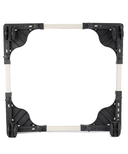 Image of BOLIDE Heavy Duty Adjustable Front and Top Load Washing Machine /Dishwasher /Air Cooler Trolley with Wheels (Black (Plastic))