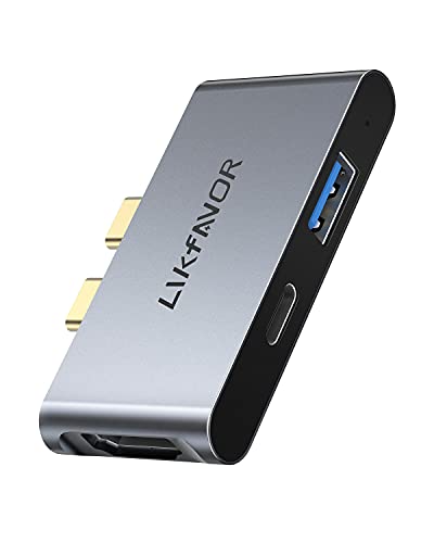 LIKFAVOR USB C Adapter for MacBook Pro 2020, 3 in 2 USB C to HDMI Adapter with 4K HDMI, USB 3.0, Thunderbolt 3, MacBook HDMI Multiport Dongle Compatible with MacBook Pro Air 2020-2018