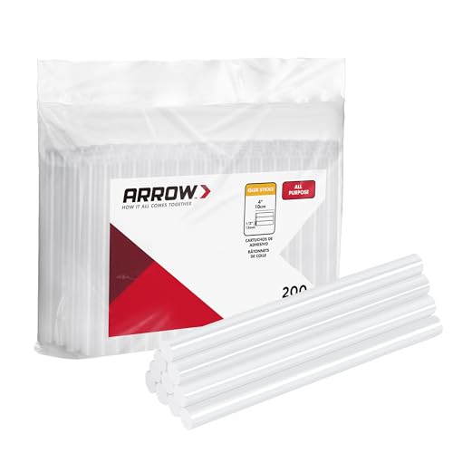 Arrow Mini Hot Glue Sticks, 200 Pack Clear Glue Gun Sticks, 4 and 5/16'' Diameter High Viscosity All-Purpose Gun Stick for DIY Art, Craft General Repairs, Festival Home Decoration