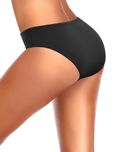 Image of Tempt Me Women Bikini Bottoms Mid Waist Bathing Suit Swimsuit Ruched Swim Bottom