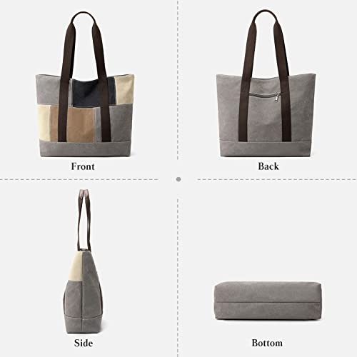 Image of CORIOS Women's Canvas Handbag Casual Shoulder Bag Patchwork Tote Bag