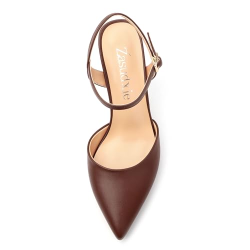 Womens Platform High Heels Pointed Toe Ankle Strap Buckle Stiletto High Heel Pumps Party Evening Dress Shoes 4 Inch3