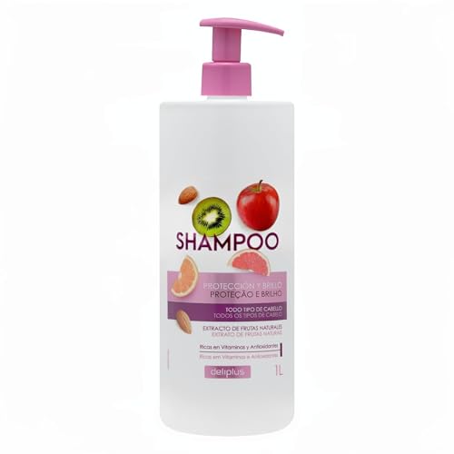 Deliplus Champú Familiar con Extractos de Frutas Naturales – Protección y Brillo – Apto para Todo Tipo de Cabello – 1L
