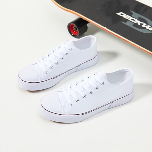 Image of yageyan Men Canvas Low top Shoes Classic Casual Sneakers Black and White Fashion Shoes