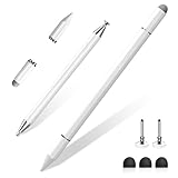タッチペン 3in1 全機種対応 スタイラスペン 充電不要 磁気キャップ 静電容量式タッ チスクリーン対応 円盤型ペン先 ディスクチップ ニュートラルなペン先 高感度交換用ペン先付き (2ディスク＋3導電繊維付属) (ホワイト)