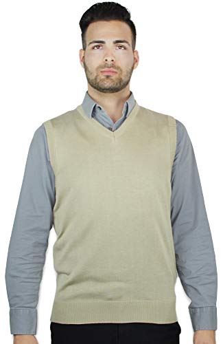 Blue Ocean Solid Color Sweater Vest Khaki XXX-Large
