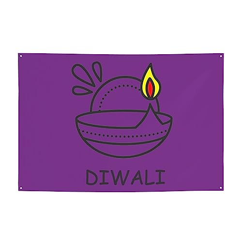 Diwali Burning Candle Oil Lamp Festival Banner 47x71in Celebrate A Grand Event Blooming Brightly!