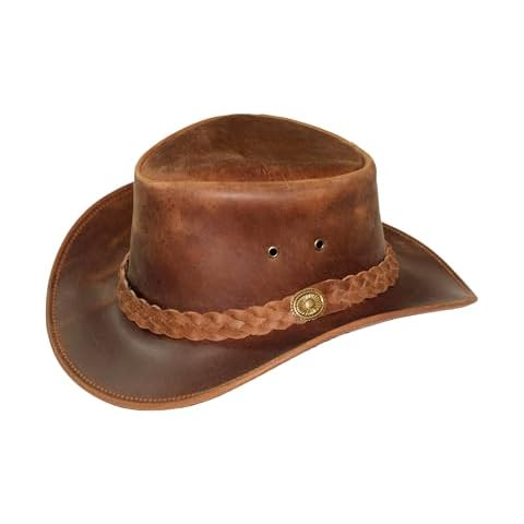 KYZO Genuine Leather Cowboy Hat with UV Protection Cover
