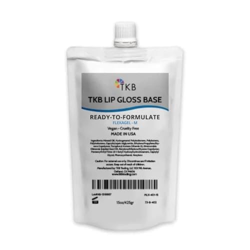 TKB Lip Gloss Base (Flexagel M)| Moisturizing High Shine Crystal Clear Vegan and Cruelty free| Made in USA. (15 Ounce (Pack of 1))