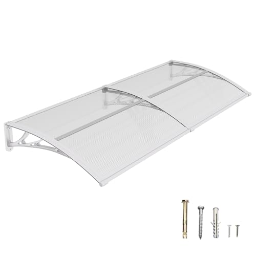 DAWNINGHOMM Vordach für Haustür 120 × 150 cm, Überdachung mit ABS-Halterungen, Vordach Regen-, Schnee- und UV-Schutz – Vielseitig für Eingang, Fenster & Terrasse