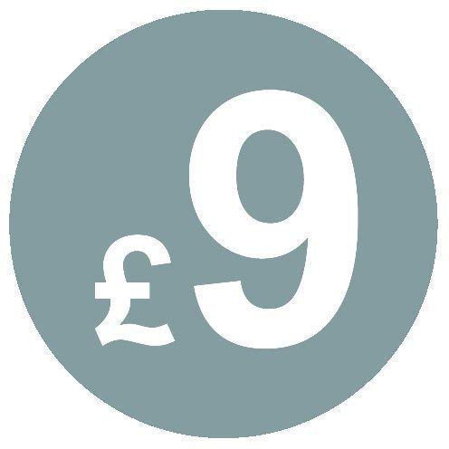 from 99p to £10 - Pack of 200 Silver 20mm Price Stickers/Sticky Labels - 40 Different Prices to Choose from (Silver £9)