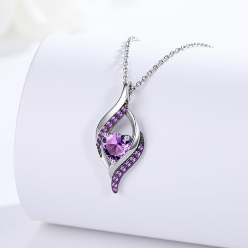 KiiKii Birthday Gifts for Women Birthstone Necklace Platinum Plated 925 Sterling Silver Forever Love Heart Pendant Meaningful Jewelry Gifts for Wife Mom2