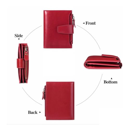 Small Money Organisers Women's Money Clips Wallets Genuine Leather Card Cases Purses Blocking Wallet Handbags (Brown)2