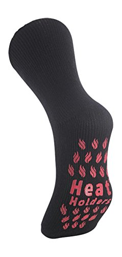 Heat Holders Men's Thermal Gripper Slipper Socks BIGFOOT Size 13-15 US Black/Red
