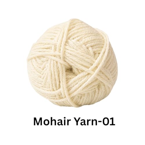 Image of VCR Mohair Nylon Cream White Yarn, 100 Grams Hank, 196 Meters Length, Acrylic 75%, Mohair Nylon 25%, Pack of 1 Yarn, Soft Crosia Threads, Suitable for Winter Garments.