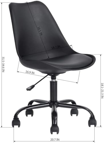 Image of Amazon Brand - Umi Polypropylene Height-Adjustable Modern Stylish Revolving Office Computer Study Desk Task Chair with PP Plastic Backrest + PU Cushion Ideal for Spa, Home, Medical in Black Color