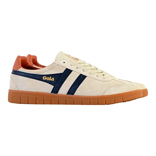 Image of Gola Men's Hurricane Suede Off-White /Navy /Moody Orange /Gum 8 Medium