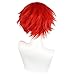 ANOGOL Hair Cap + Short Red Wig Unisex Red Messy Fashion Cosplay Men Funny Wig for Anime Cosplaly Halloween Christmas Event Costume Party