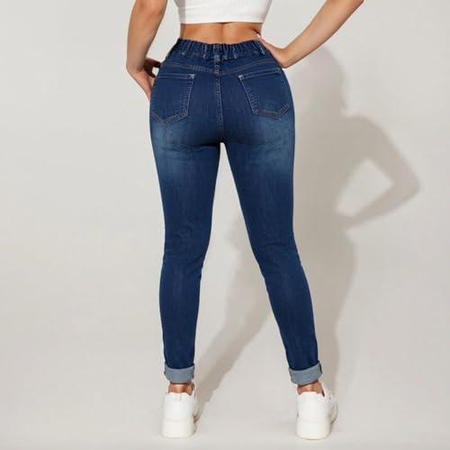 fanmpghleoo Denim Joggers for Women Drawstring Elastic Waist Cropped Skinny Jeans Trendy Boyfriend Slim Fit Stretch Jeans4