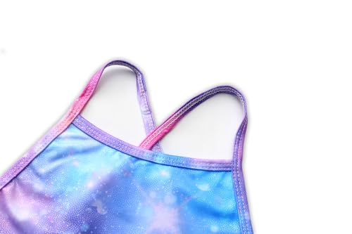 Image of iLover Girls Sparkle One Piece Swimsuits Crossback Swimwear Beach Bathing Suit with Adjustable Strap 4-10 Years