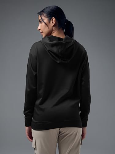 Image of TECHNOSPORT Women's Regular Fit Graphic Print Hooded Neck Full Sleeve Technowarm+ Sweatshirt for Casual & Regular Use