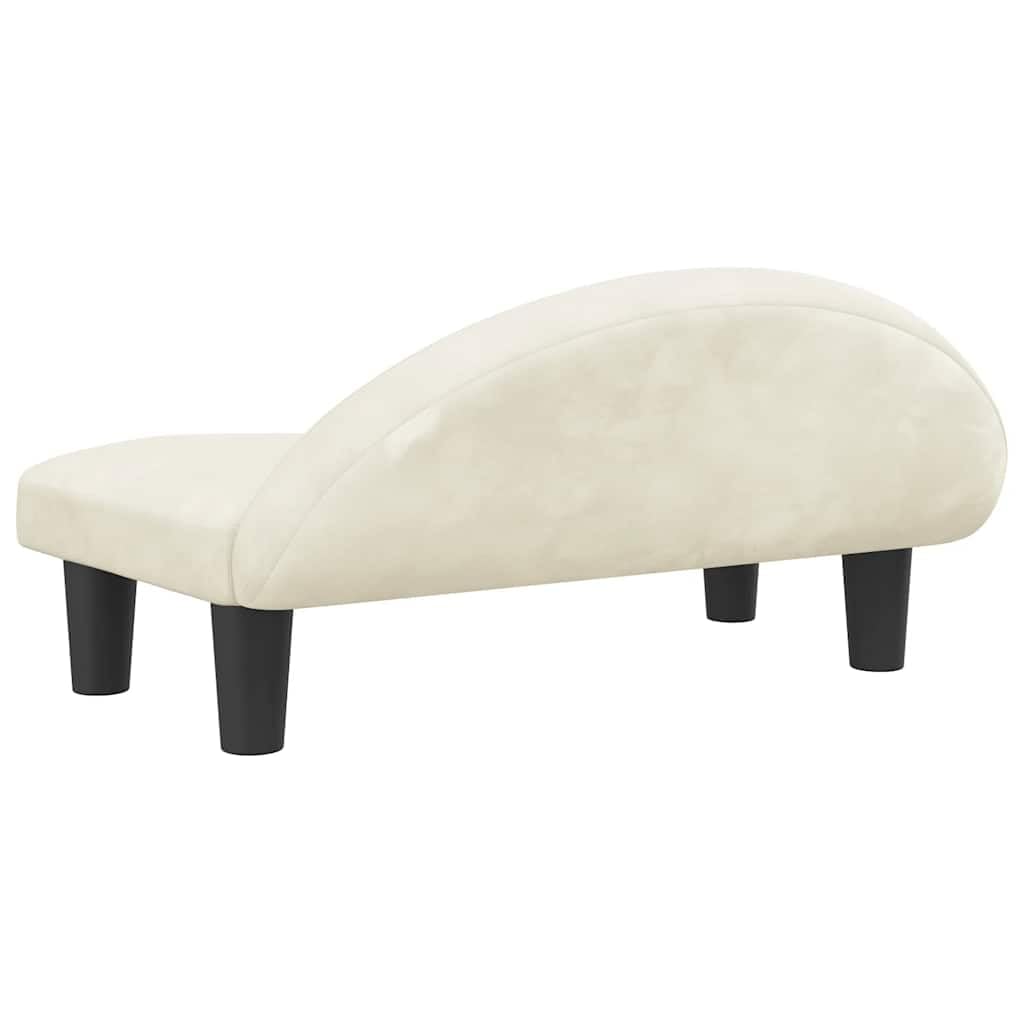 Cama para perros suave de terciopelo con espuma para el salón, cómoda cama para perros crema, 70 x 52 x 30 cm, con marco de madera maciza