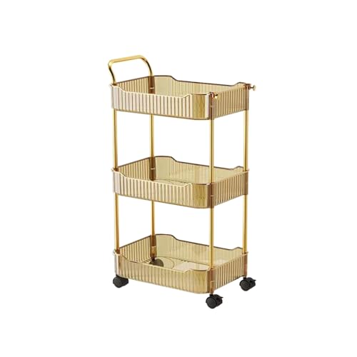 Homcity 3-Tier Acrylic Rolling Storage Cart Amber Kitchen Living Room Office 14X10X27