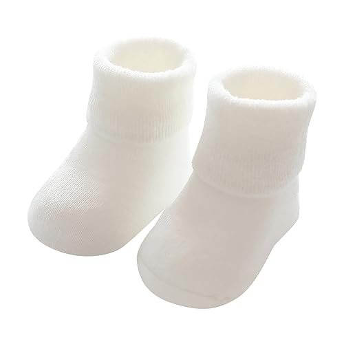 Baby Toddler Kids Warm Crew Socks Girl Boy Socks Infant Non Slip Floor Socks Children 1 Pair (White, 6-12 Months)