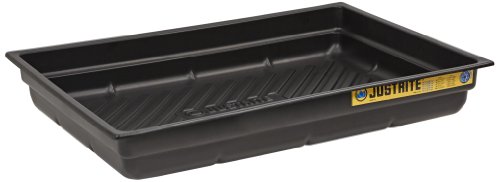 Justrite 28716 EcoPolyBlend Polyethylene Spill Tray, 38" Width x 5-1/2" Height x 26" Depth, Black