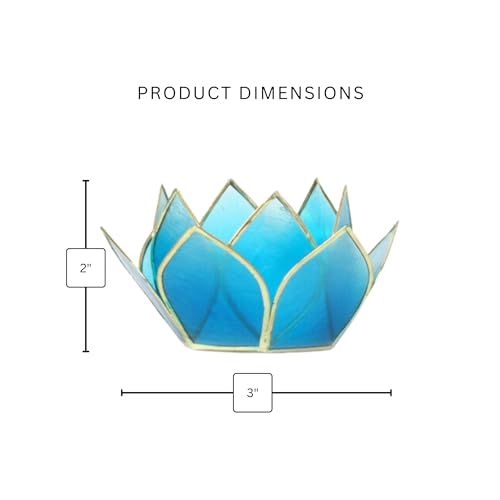 Om Gallery Mini Gemstone Lotus Tealight Holder - Handcrafted Capiz Shell Design for Soft Glow, Elegant Home & Table Decor, Wedding Centerpieces, Votive Candle Styling & Thoughtful Gifting - Turquoise by Om Gallery - Used condition - Image 3